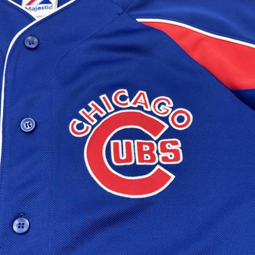 Majestic Chicago Cubs Jersey Mens L Blue MLB Baseball Button Front‎ Authentic 6 - Picture 7 of 12
